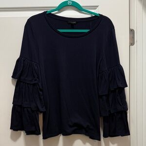 Banana Republic Navy Tiered Sleeve Top